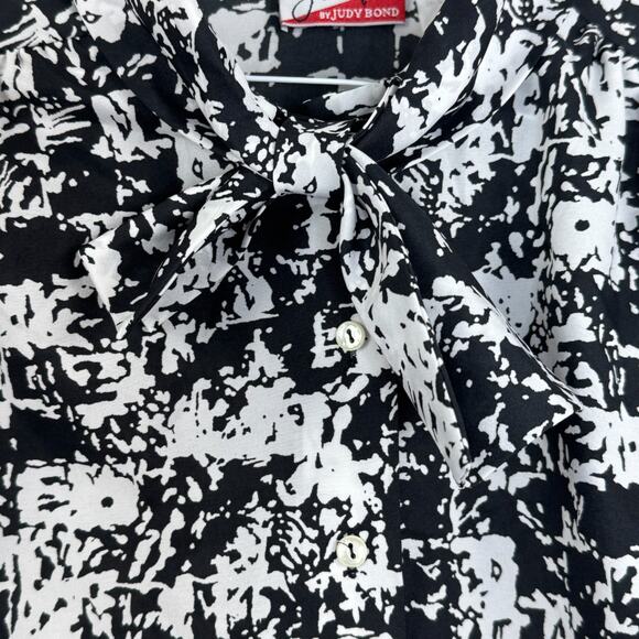Jonquil by Judy Bond Blouse 22W 42 Plus Size Black White Abstract Bow Tie - Picture 6 of 15